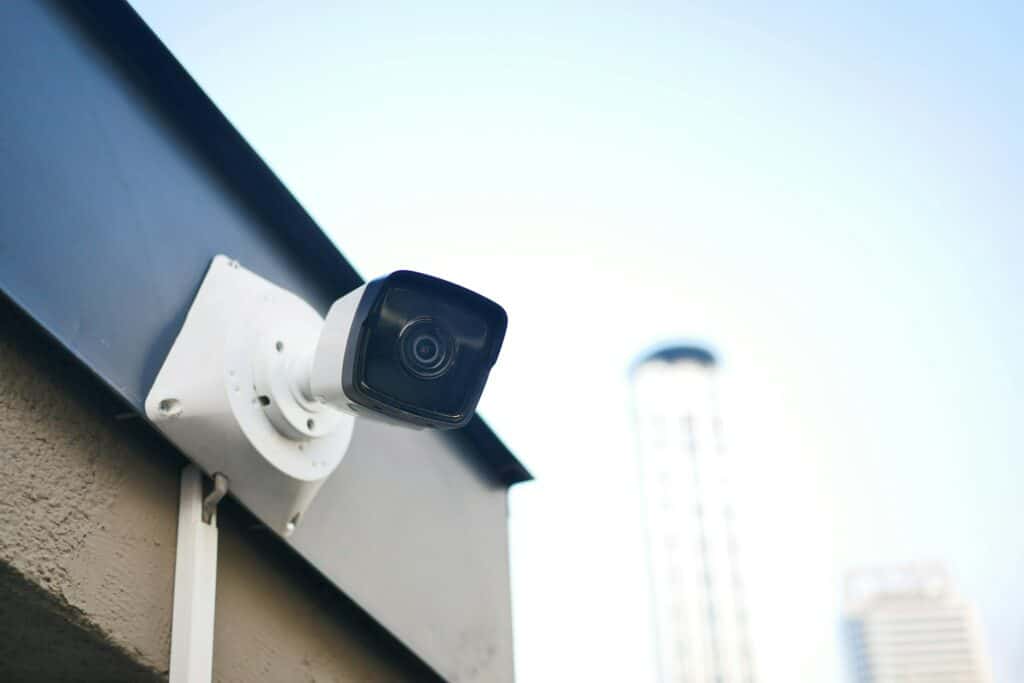 CCTV security camera operating outdoor